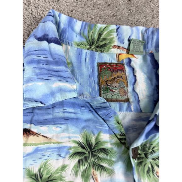 Vintage Pineapple Connections Shirt Mens Large Blue Rayon Hawaiian Aloha 90s - Picture 4 of 11